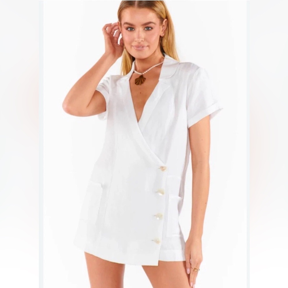 Mumu Bicoastal Blazer White Linen Romper XS